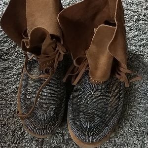 House of Harlow beaded moccasins